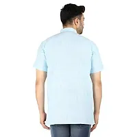 LatestPlus Apparel Cotton Blend Fabric Solid Short Sleeve Men Kurta |Blue, Size: M-thumb3