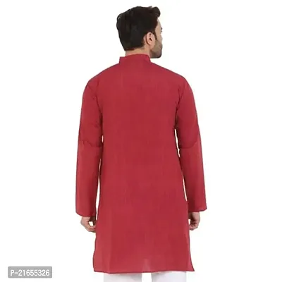 LatestPlus Men's Solid Cotton Blend Ethnic Wear Regular Full Sleeve Kurta-thumb2