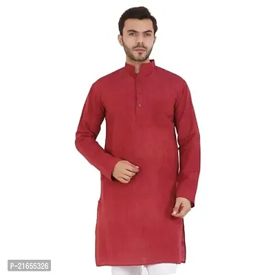 LatestPlus Men's Solid Cotton Blend Ethnic Wear Regular Full Sleeve Kurta-thumb3