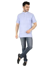 LatestPlus Men's Cotton Blend Fabric Solid Half Sleeve Short Kurta | LPA-SKLB-P-thumb2