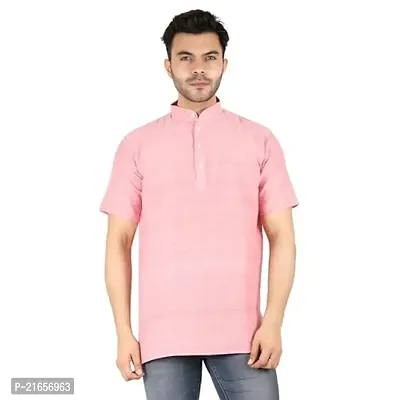 LatestPlus Men's Cotton Blend Fabric Solid Half Sleeve Short Kurta | LPA-SKLB-P