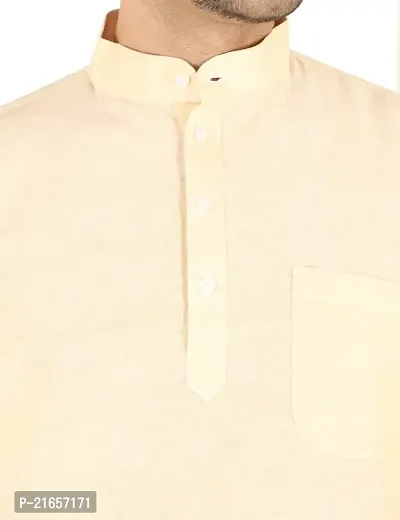 LatestPlus Men's Cotton Blend Fabric Solid Half Sleeve Short Kurta | LPA-SKLB-P-thumb4