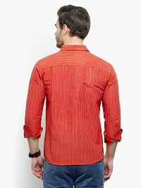 Comfortable Red Cotton Blend Three-Quarter Sleeves Casual Shirt For Men-thumb1