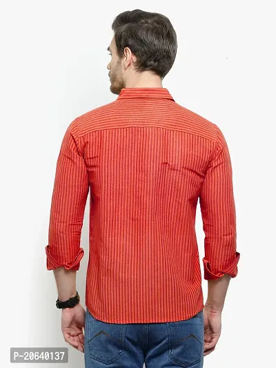 Comfortable Red Cotton Blend Three-Quarter Sleeves Casual Shirt For Men-thumb2