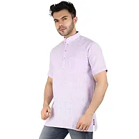 LatestPlus Apparel Cotton Blend Fabric Solid Short Sleeve Men Kurta |Purple, Size: 3XL-thumb1