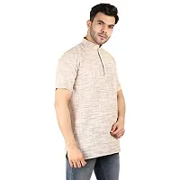 LatestPlus Apparel Cotton Blend Fabric Solid Short Sleeve Kurta for Men |Beige, Size: 2XL-thumb2