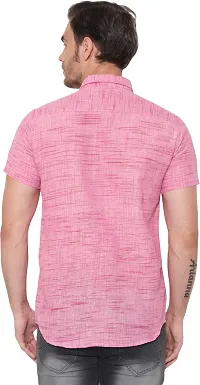 Comfortable Pink Cotton Blend Short Sleeves Casual Shirt For Men-thumb1