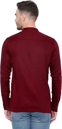 Comfortable Maroon Cotton Blend Long Sleeves Casual Shirt For Men-thumb1