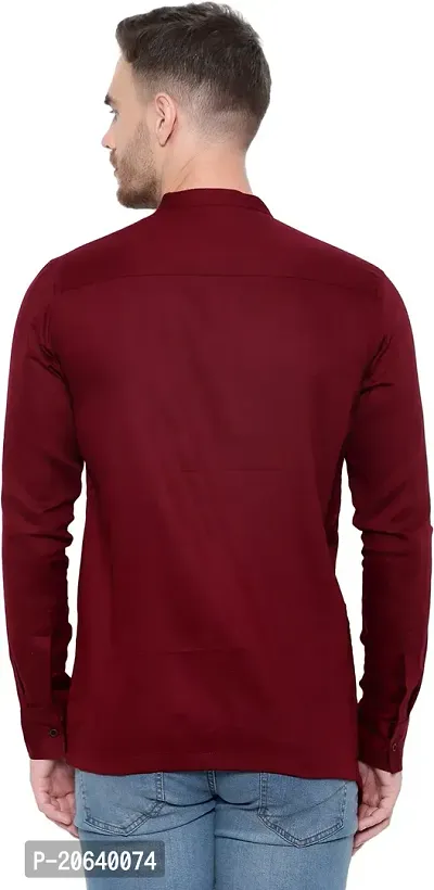 Comfortable Maroon Cotton Blend Long Sleeves Casual Shirt For Men-thumb2