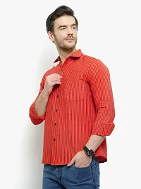 Comfortable Red Cotton Blend Three-Quarter Sleeves Casual Shirt For Men-thumb2