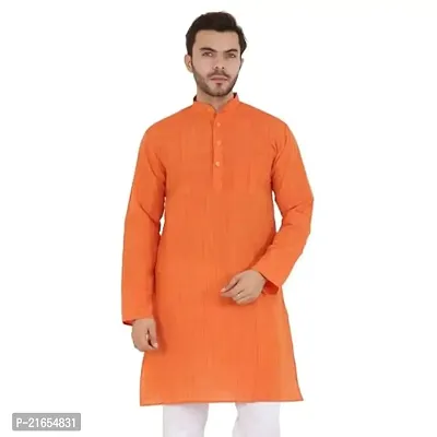 LatestPlus Men's Solid Cotton Blend Ethnic Wear Regular Full Sleeve Kurta-thumb3