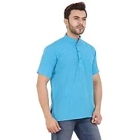 LatestPlus Black Striped Men's Kurta (Small, Light Blue)-thumb3