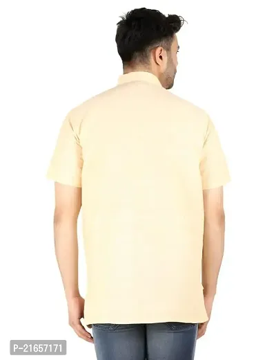 LatestPlus Men's Cotton Blend Fabric Solid Half Sleeve Short Kurta | LPA-SKLB-P-thumb2