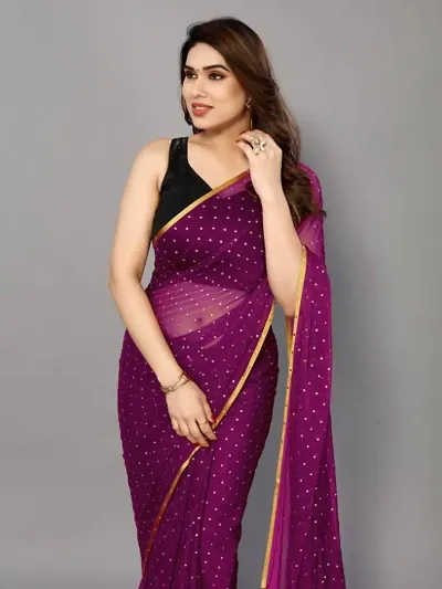 Purple Party Wear Saree with Net Base Blouse