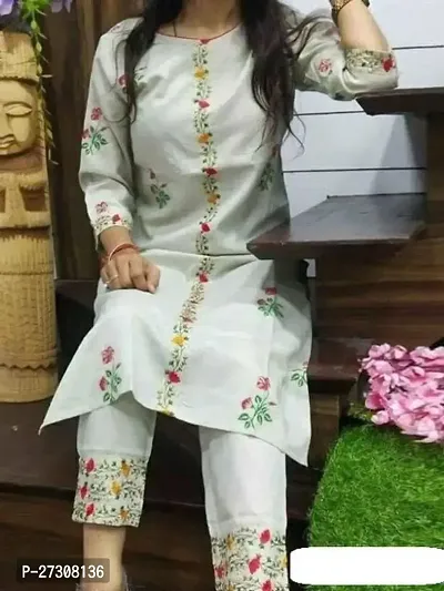 Beautiful Cotton Embroidered Kurta With Pant-thumb0