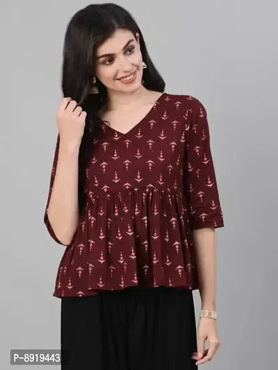 Womens Rayon Fabric Designer  Stylish Tunic Tops-thumb0