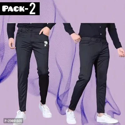 Stylish Black Modal Regular Track Pants For Men Pack Of 2-thumb0