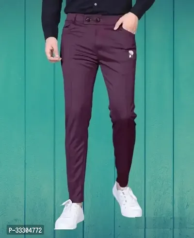 Stylish Maroon Silk Blend Regular Track Pants For Men-thumb0