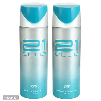 CFS 21 Club Ice Water Deodorant Body Spray For Men And Women- 200 ml Each, Pack Of 2