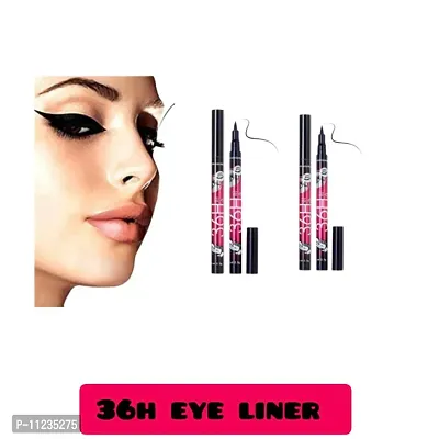 Professional Black 36H Eyeliner Pen Waterproof Eye Liner Pencil Pen 24h pack of 2