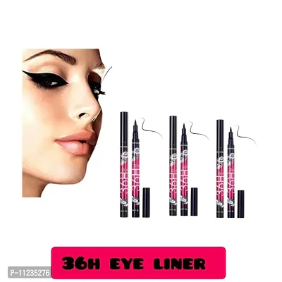 Professional Black 36H Eyeliner Pen Waterproof Eye Liner Pencil Pen 24h pack of 3