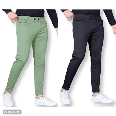 mens track pants  pista green and black (pack of 2)