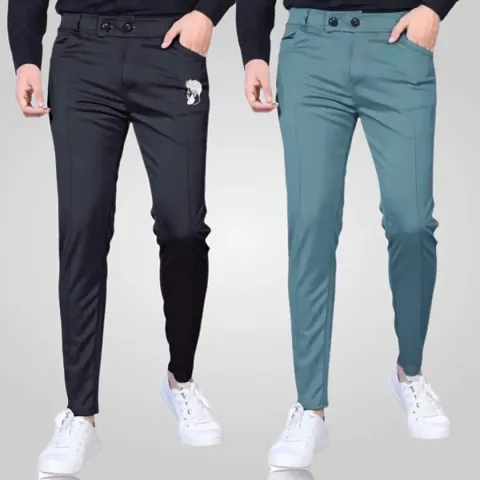 Classic Jaquard Solid Track pants for Men, Pack of 2