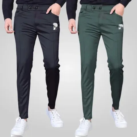 Classic Jaquard Solid Track pants for Men, Pack of 2