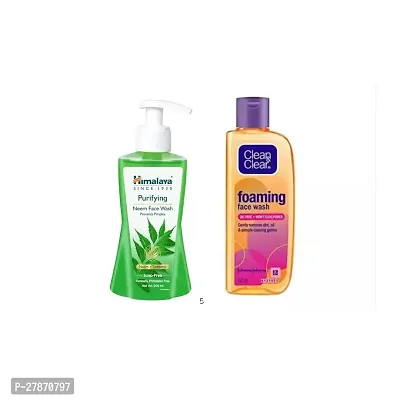 Himalaya Purifying Neem Face Wash,  and Clean  Clear Foaming Face Wash For Oily Skin, (combo pack of 2)