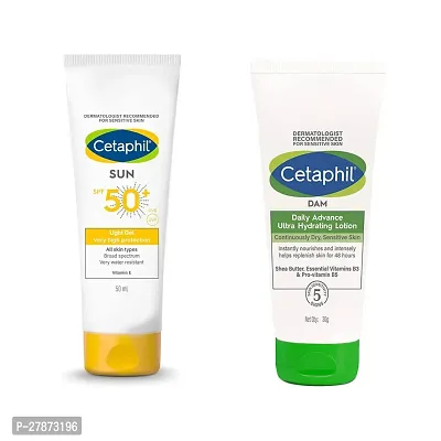Cetaphil Sun SPF 50 Sunscreen  Cetaphil DAM Daily Advance Ultra Hydrating Lotion Combo of 2