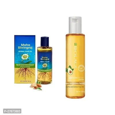 Biolage Smoothproof 6-in-1 Professional Hair Serum for Frizzy Hair and Maha Bhringraj Herbal Hair Oil 200(combo pack ) Ml-thumb0