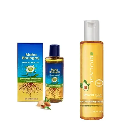 Biolage Smoothproof 6-in-1 Professional Hair Serum for Frizzy Hair and Maha Bhringraj Herbal Hair Oil 200(combo pack ) Ml