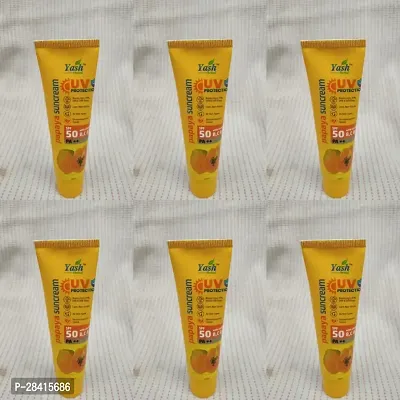 Yash Papaya Suncream With UV Protection  SPF 50 With Vitamin B,CE (40g Each ) pack of 6-thumb0