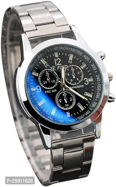 Stainless Steel Automatic Watch Sport Quartz Analog Casual Watch Color Silver Black-thumb0