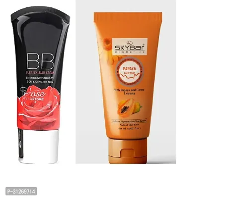 Skybar Papaya Deep Cleanse Face Wash and BB Blemish balm Rose Foundation Cream ( combo pack )