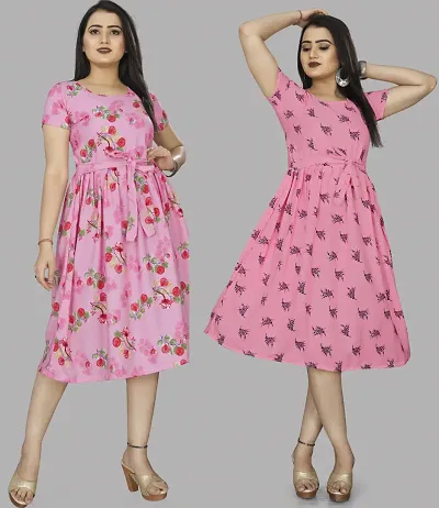 Stylish Crepe Dress For Women Pack Of 2