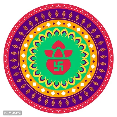 Beautiful Decorative Rangoli Sticker For Puja Room / Holi / Diwali Festivals Home Decoration Self-Adhesive Floor Vinyl Sticker (Size 41x41 CM)-thumb0