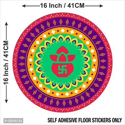 Beautiful Decorative Rangoli Sticker For Puja Room / Holi / Diwali Festivals Home Decoration Self-Adhesive Floor Vinyl Sticker (Size 41x41 CM)-thumb4