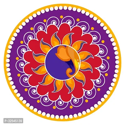 Beautiful Decorative Rangoli Sticker For Puja Room / Holi / Diwali Festivals Home Decoration Self-Adhesive Floor Vinyl Sticker (Size 41x41 CM)-thumb0