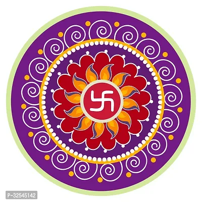 Beautiful Decorative Rangoli Sticker For Puja Room / Holi / Diwali Festivals Home Decoration Self-Adhesive Floor Vinyl Sticker (Size 41x41 CM)-thumb0