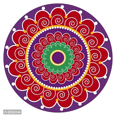 Beautiful Decorative Rangoli Sticker For Puja Room / Holi / Diwali Festivals Home Decoration Self-Adhesive Floor Vinyl Sticker (Size 41x41 CM)-thumb0