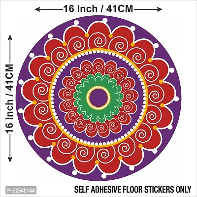 Beautiful Decorative Rangoli Sticker For Puja Room / Holi / Diwali Festivals Home Decoration Self-Adhesive Floor Vinyl Sticker (Size 41x41 CM)-thumb2