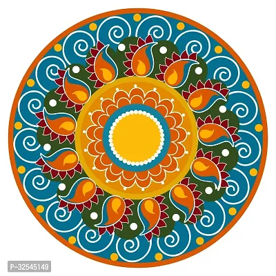 Beautiful Decorative Rangoli Sticker For Puja Room / Holi / Diwali Festivals Home Decoration Self-Adhesive Floor Vinyl Sticker (Size 41x41 CM)