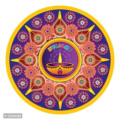 Beautiful Decorative Rangoli Sticker For Puja Room / Holi / Diwali Festivals Home Decoration Self-Adhesive Floor Vinyl Sticker (Size 41x41 CM)-thumb0