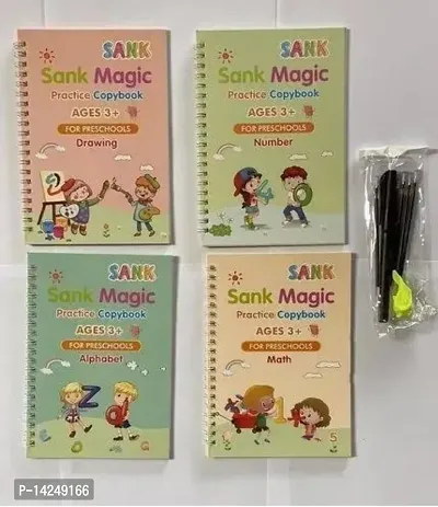 Magic Practice Copybook (4 Books,10 Refill), Number Tracing Book for Preschoolers with Pen, Magic Calligraphy Copybook Set Practical Reusable-thumb4