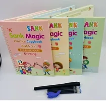 Magic Practice Copybook (4 Books,10 Refill), Number Tracing Book for Preschoolers with Pen, Magic Calligraphy Copybook Set Practical Reusable-thumb1