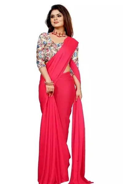Georgette Solid Dyed Sarees with Printed Blouse piece