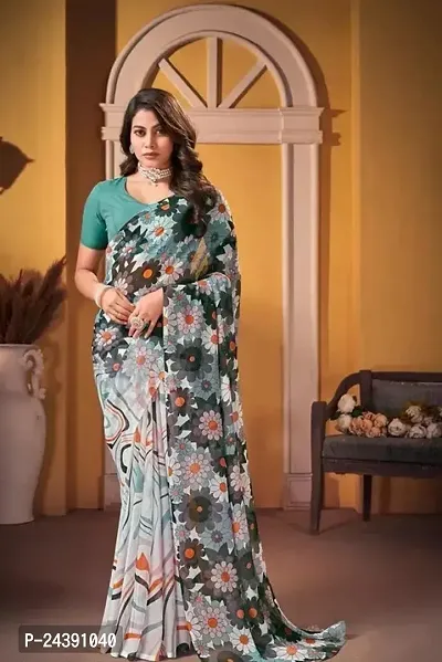 Stylish Women Georgette Saree with Blouse piece