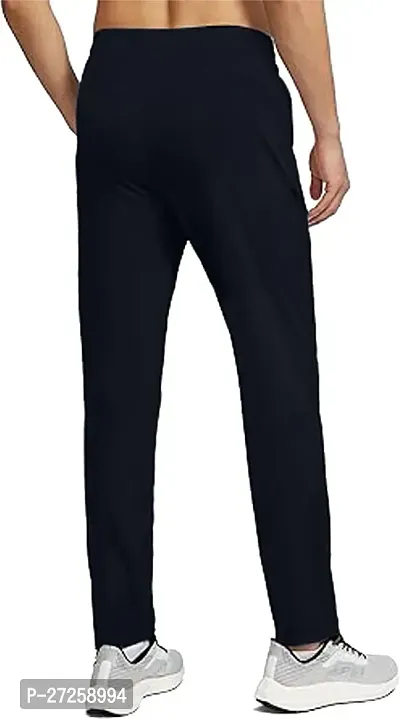 Stylish Black Polyester Spandex Solid Regular Fit Regular Track Pants For Men-thumb2