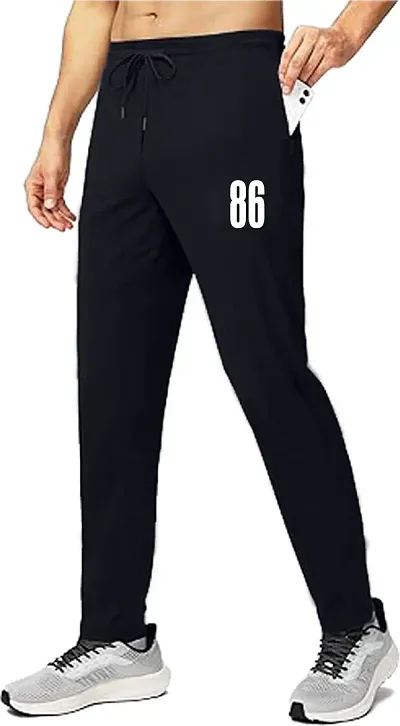 Stylish Polyester Spandex Solid Regular Fit Regular Track Pants For Men